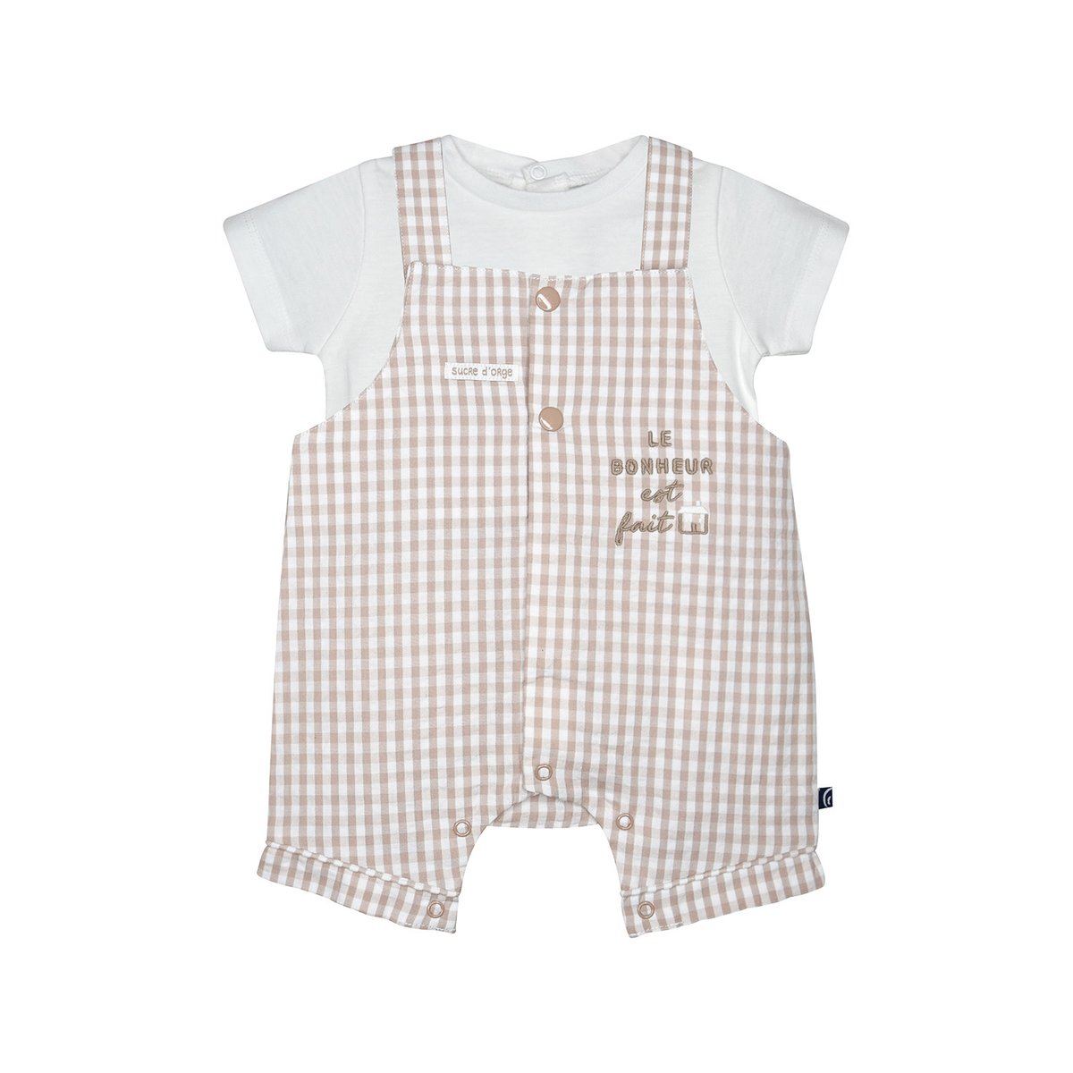 Tshirt salopette lorcan bebe beige, SUCRE D'ORGE