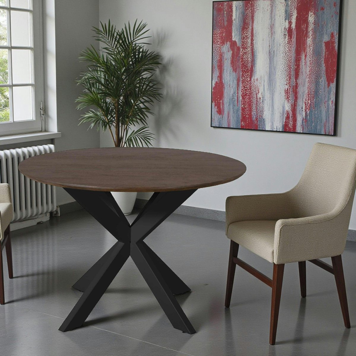 Table de repas ronde D150 cm CORTINA marron / noir, PIER IMPORT