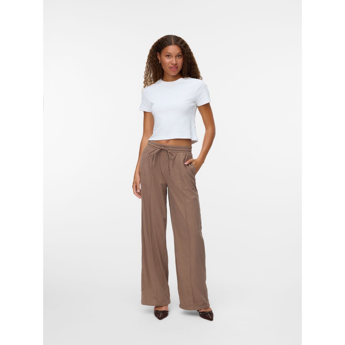 Pantalon À Jambe Large marron - fossil 1, VERO MODA