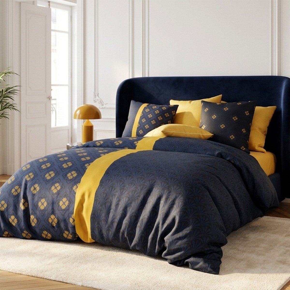 Parure housse de couette 100%coton 57fils nil noir, ATELIER DU COTON