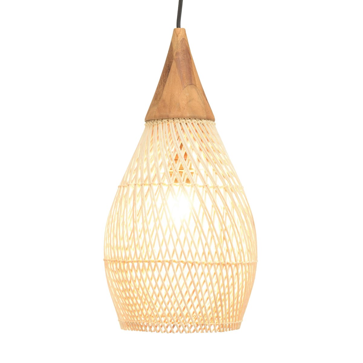 Suspension goutte en rotin 25cm FOLELLI ecru, PIER IMPORT