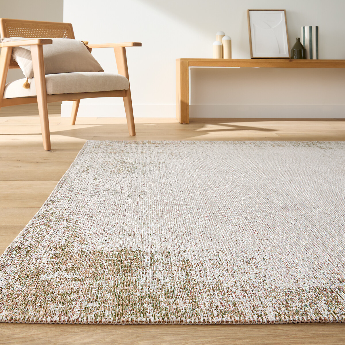 Tapis tissé plat effet used, Inoka ecru/vert, LA REDOUTE INTERIEURS
