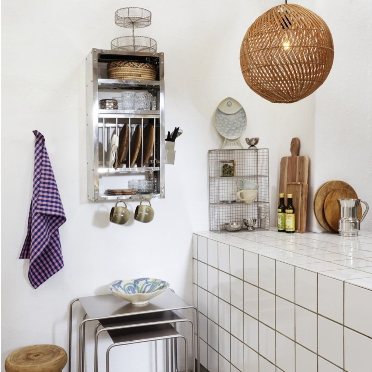 Etagère murale acier inox industrielle argent, MADAM STOLTZ