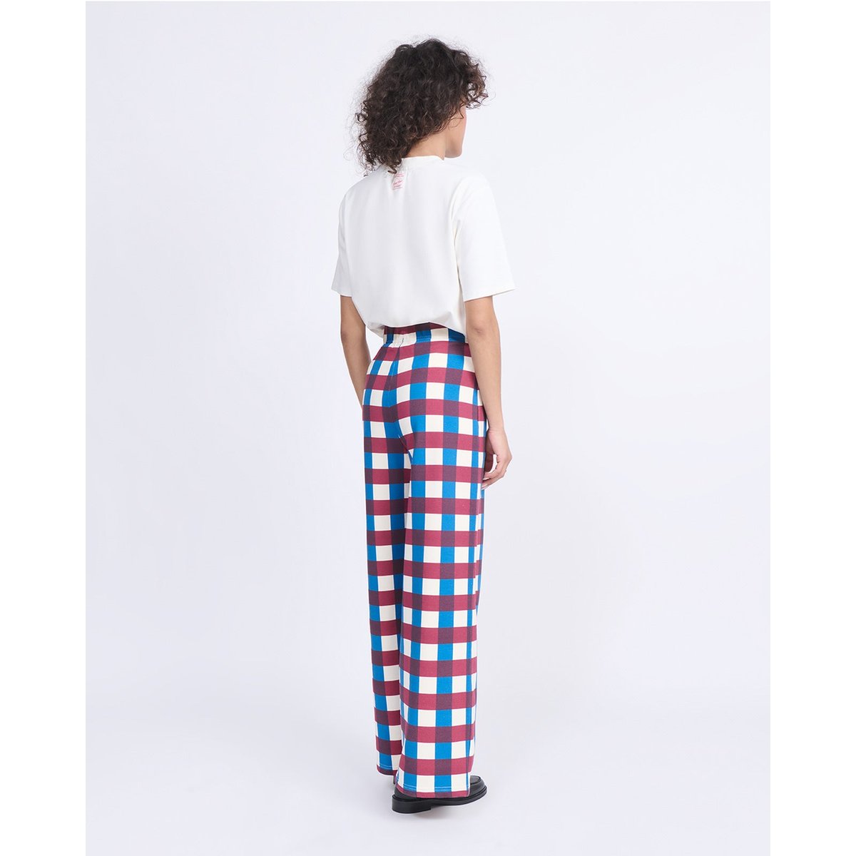 Pantalon en coton bio imprimé vichy multicolore garden vichy, EMOI EMOI