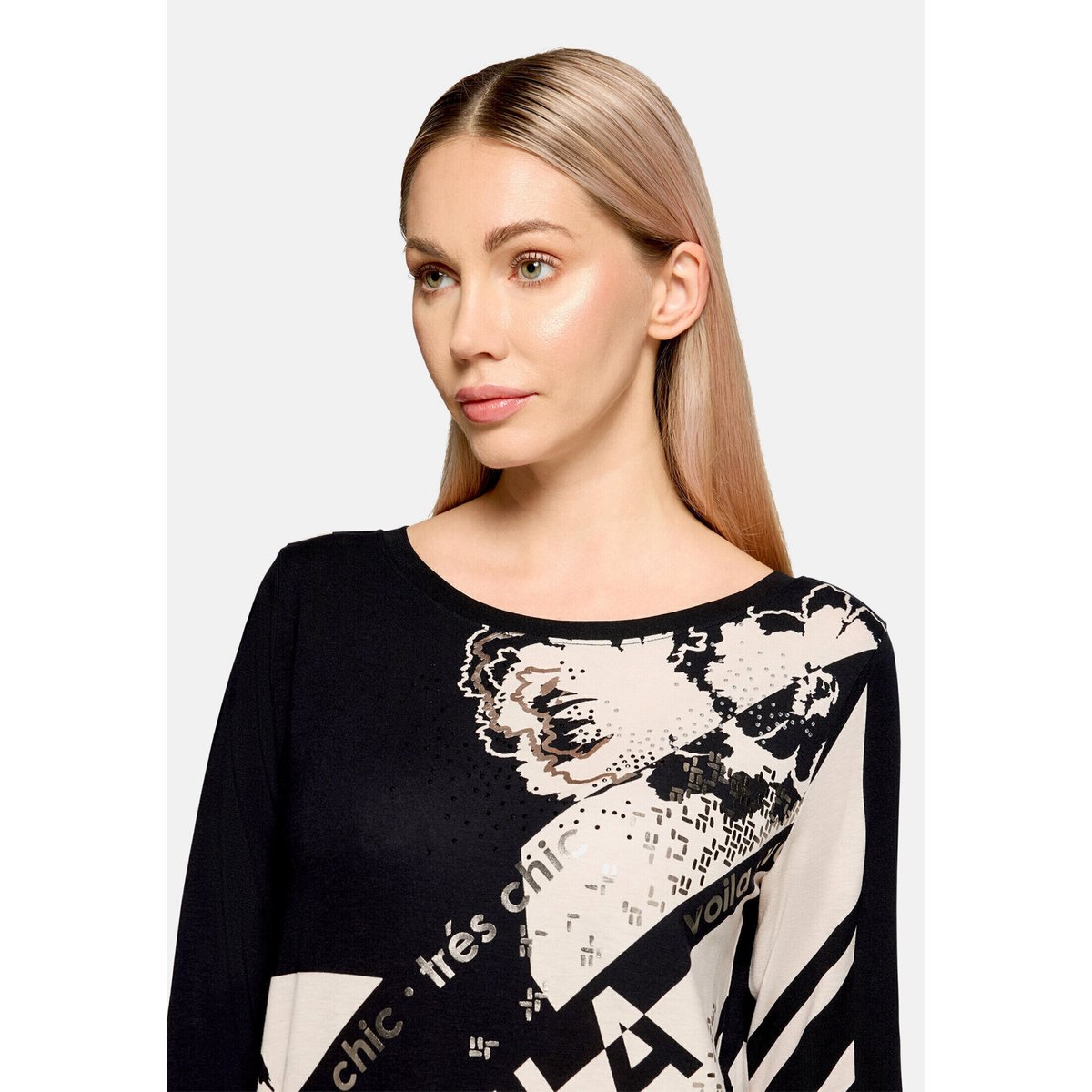 Haut casual à élastique noir/blanc, BETTY BARCLAY