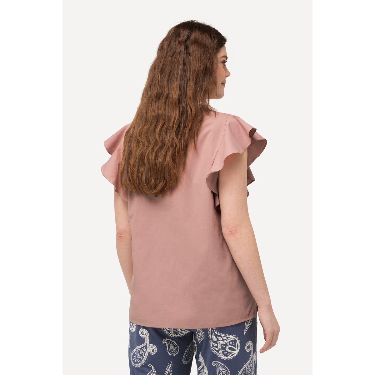 Blouse à encolure en V et découpe dans le rose, ULLA POPKEN