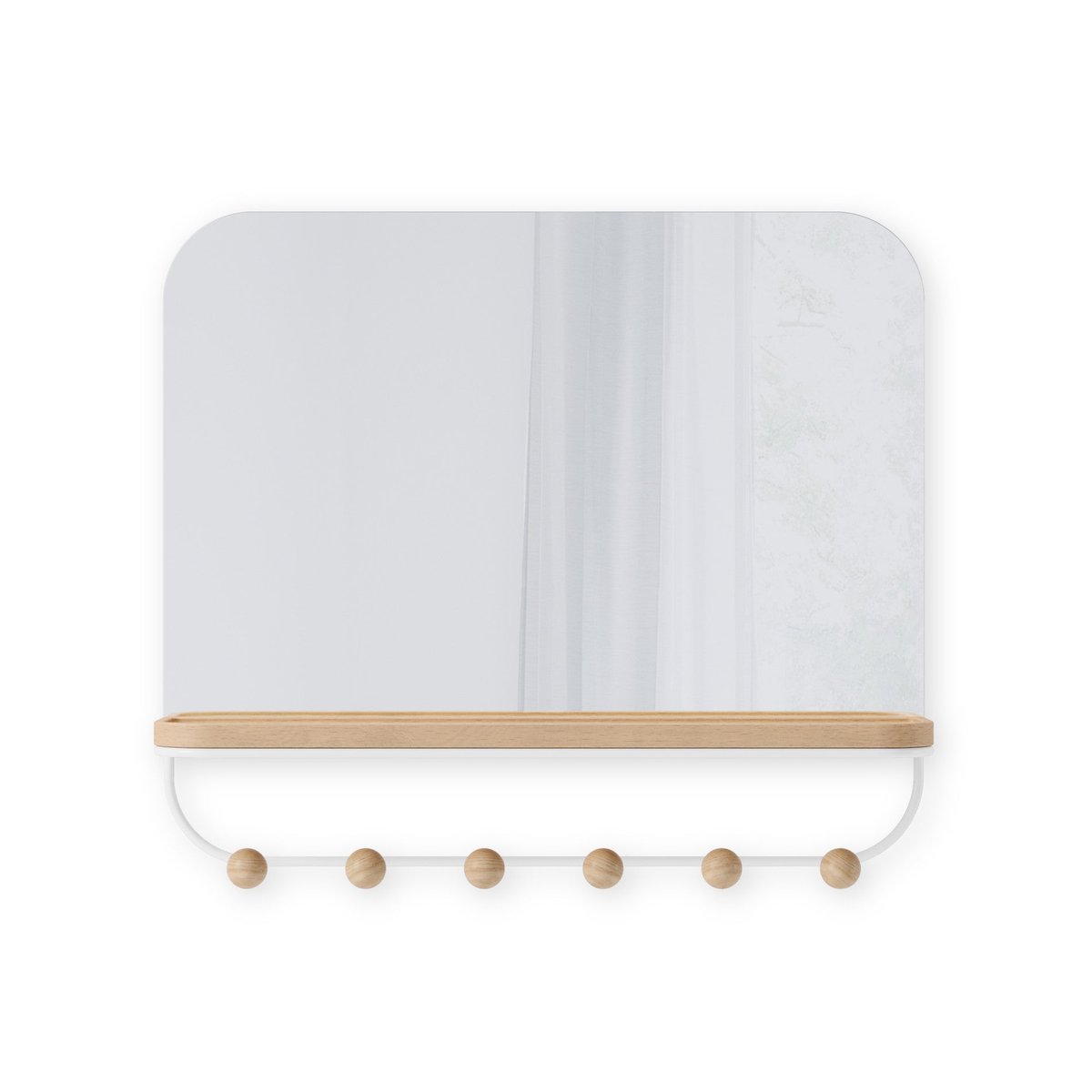 Miroir portemanteau étagère  ESTIQUE bois clair, UMBRA