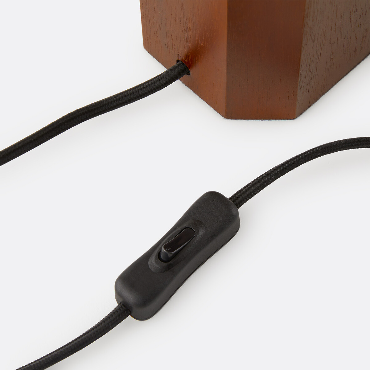 Lampe à poser, en verre opalin et chêne, BRUA marron, LA REDOUTE INTERIEURS