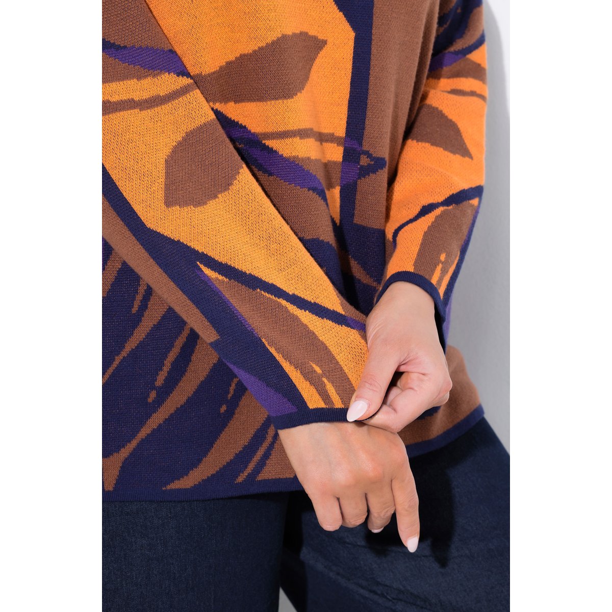 Pull oversize, esprit « colour block » marine, ULLA POPKEN