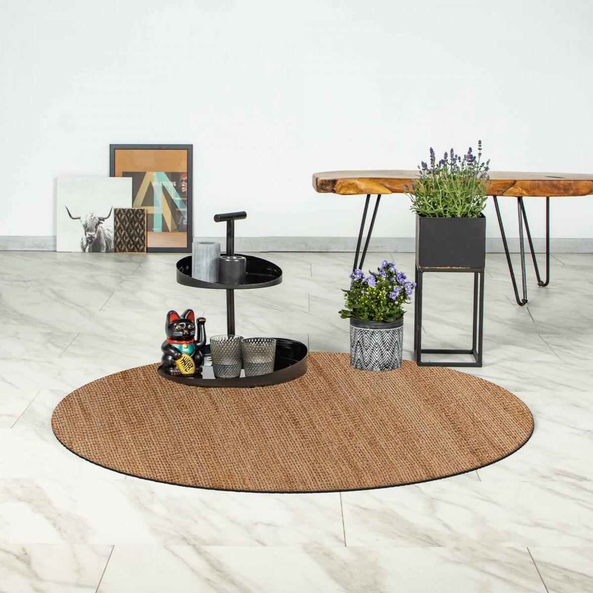 Tapis salon, fait main en jute beige, UN AMOUR DE TAPIS