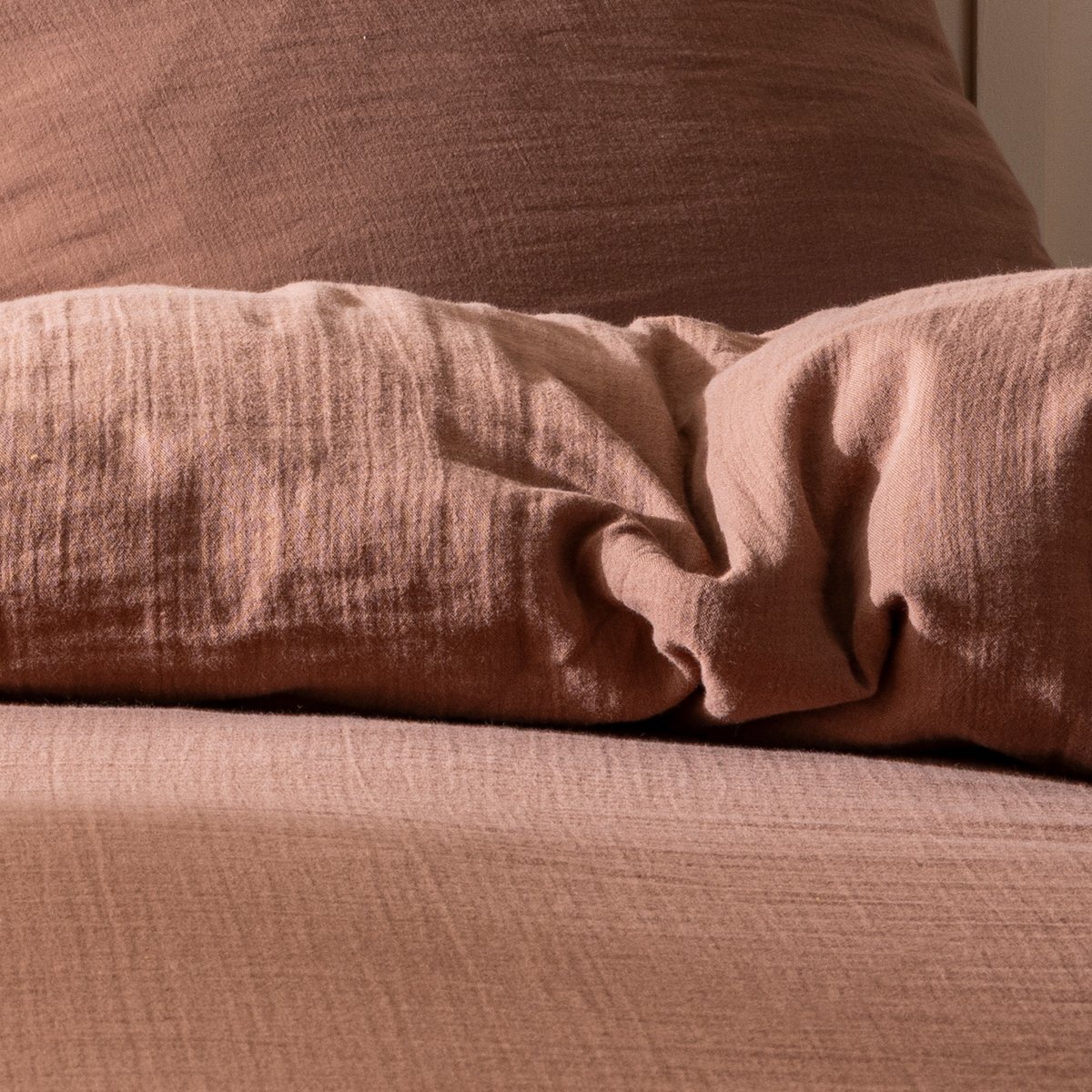 Parure de lit unie en coton Taies rectangulaires, GAZE DE COTON chocolat, MATT ET ROSE