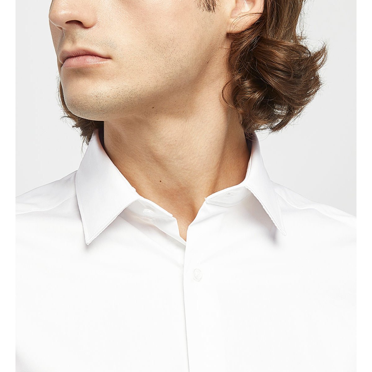 Chemise slim msatine coton bio blanc, GALERIES LAFAYETTE