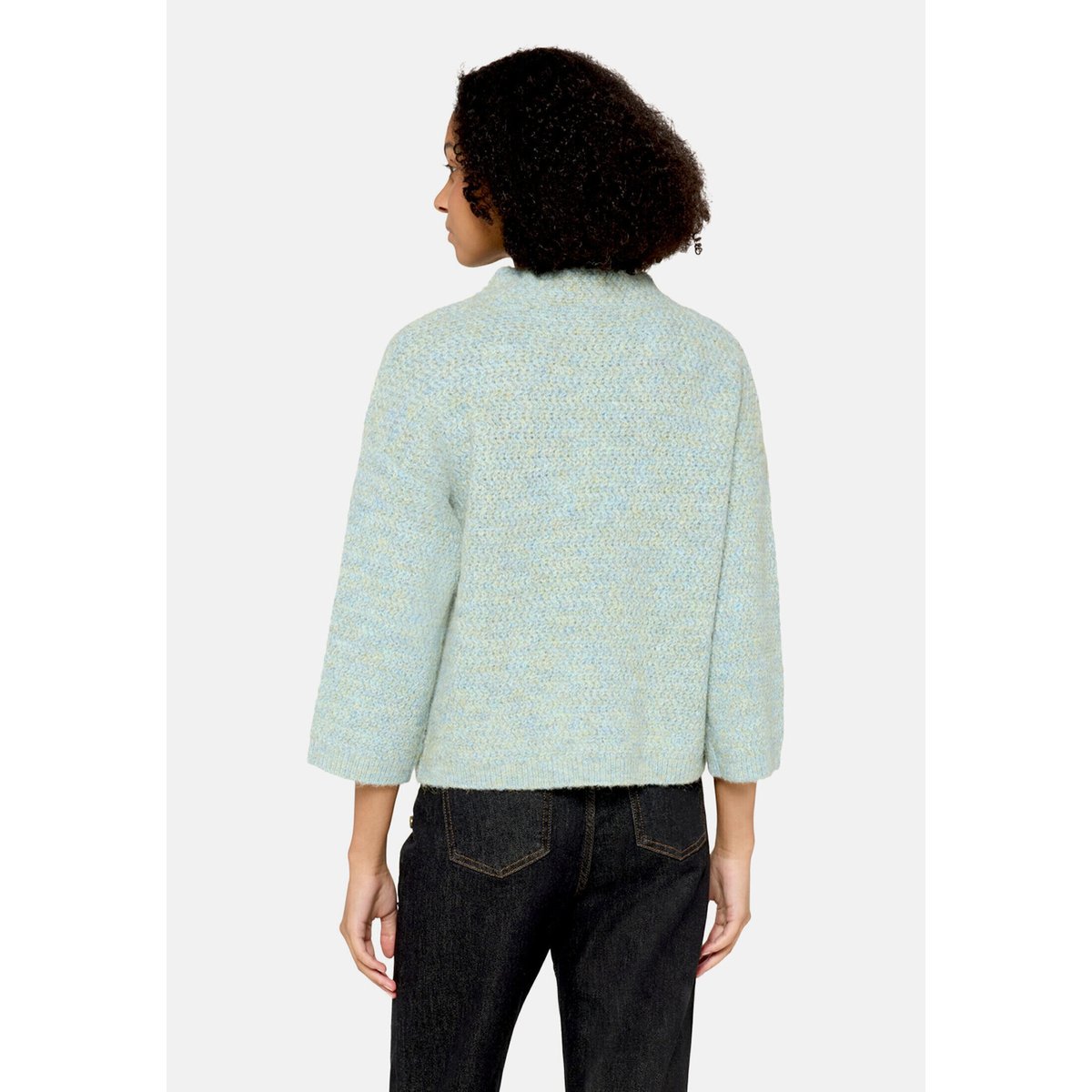 Pull-over en maille à col droit light blue/cream, CARTOON