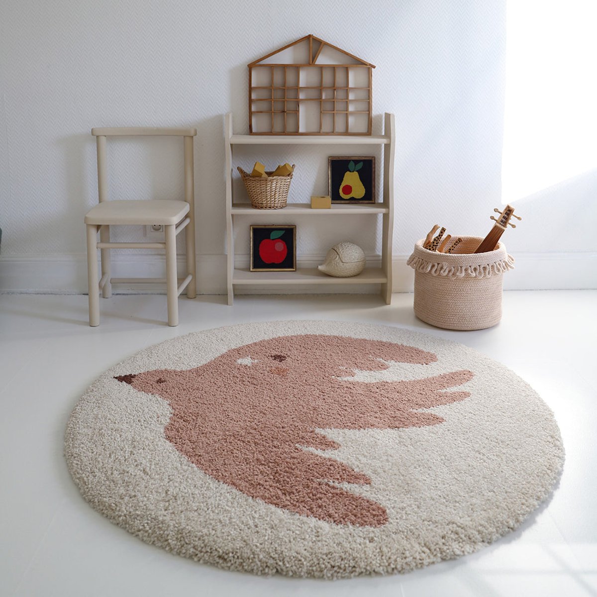 Tapis chambre enfant petit oiseau BOHEMIAN BIRD crème, NATTIOT