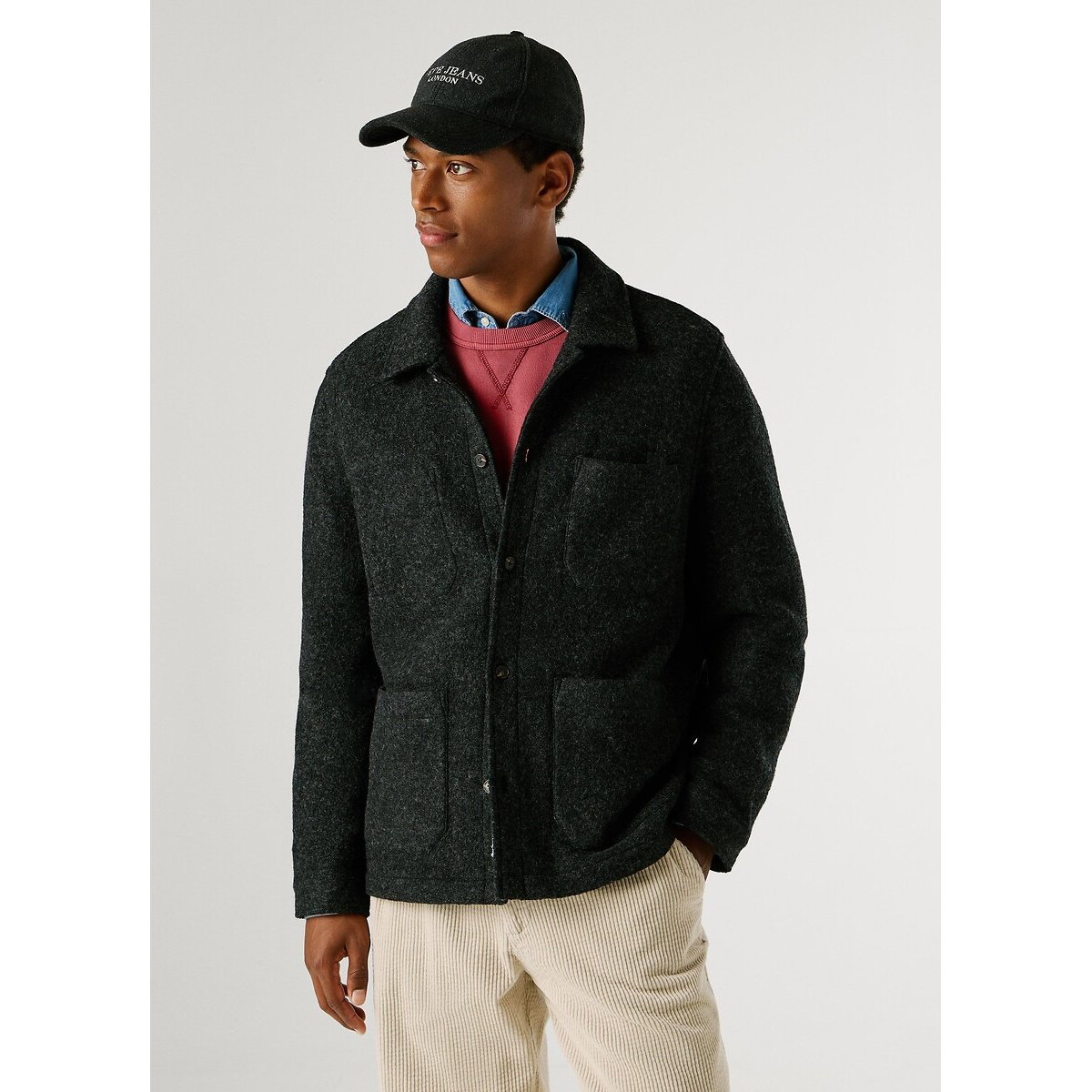 Veste en laine mélangée PATRICK gris anthracite, PEPE JEANS