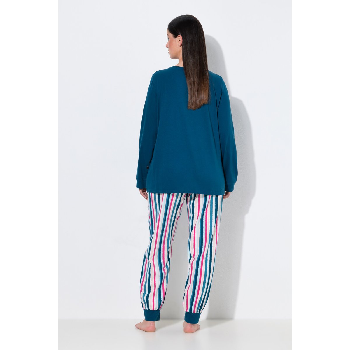 Pyjama décolleté rond et manches longues pétrole foncé, ULLA POPKEN