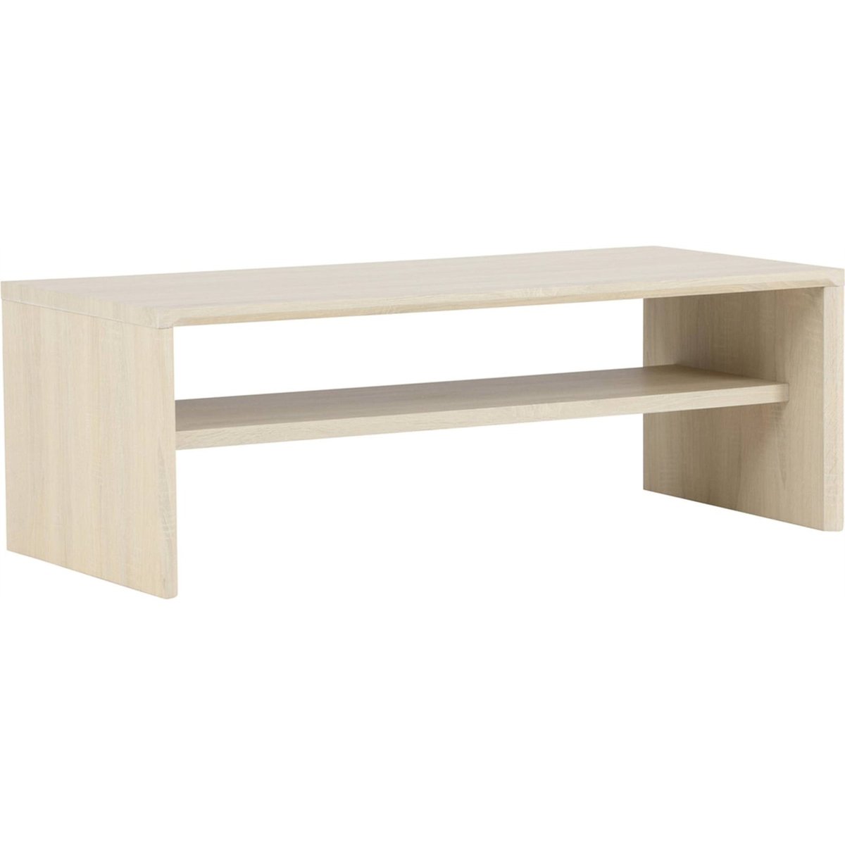 Table basse rectangulaire avec rangement LORREN chêne blanchi, RECOLLECTION