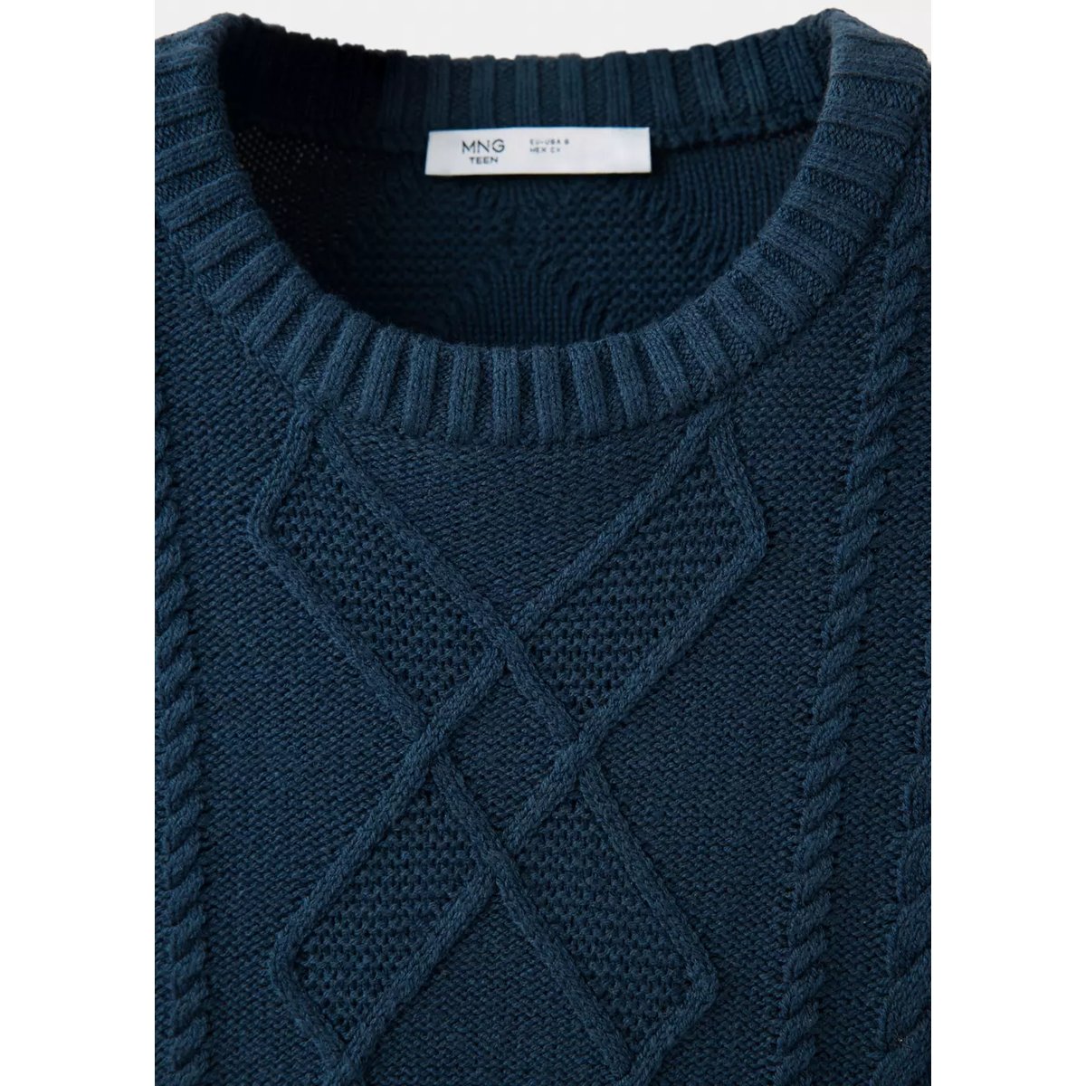 Pull-over maille tressée bleu marine, MANGO TEEN