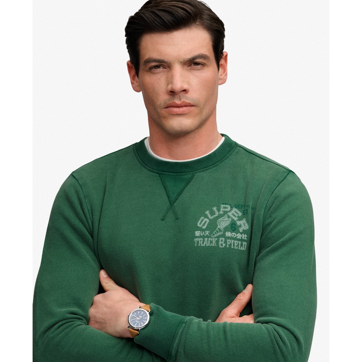 Sweatshirt Vintage Preppy Coupe Décontractée vert chasseur, SUPERDRY