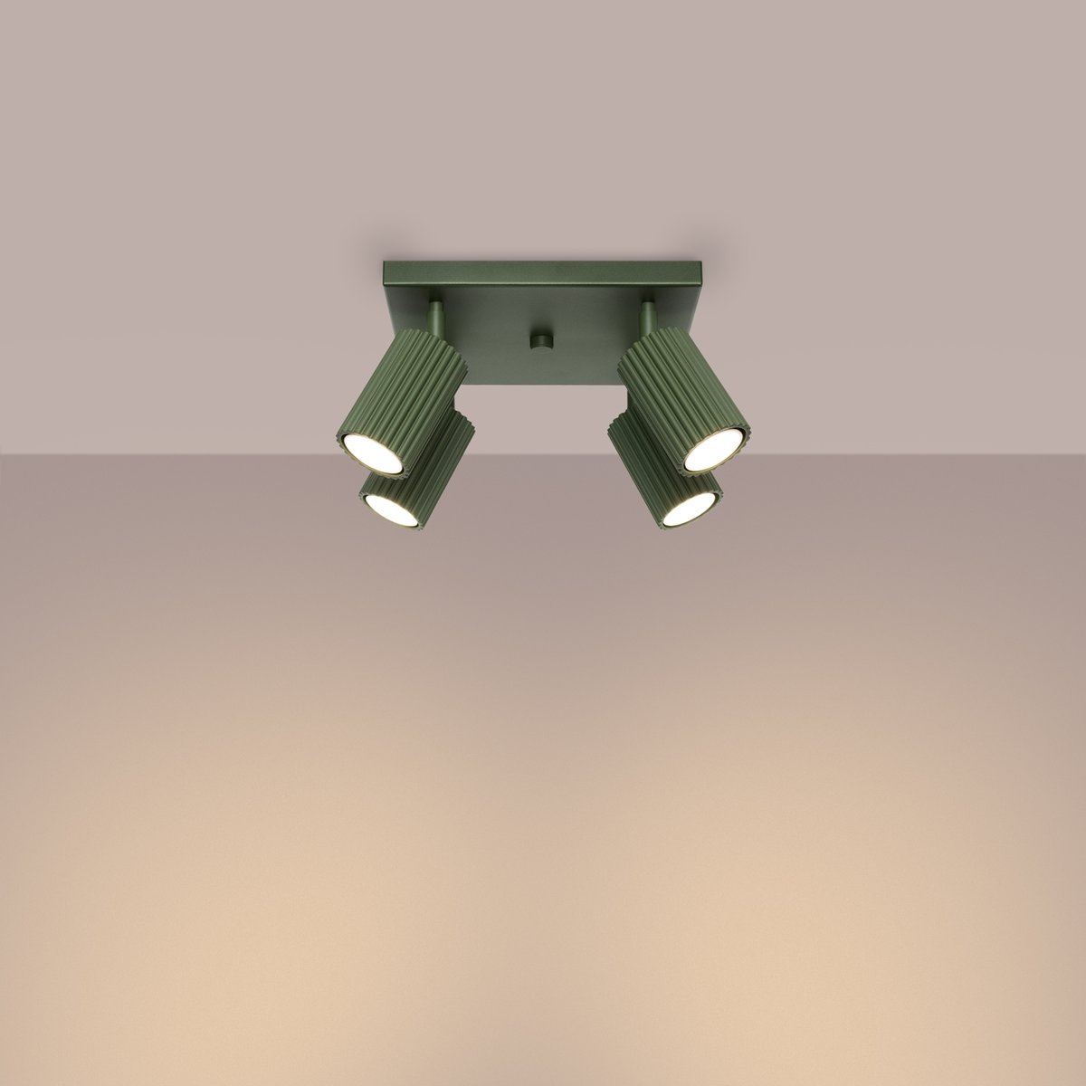 Plafonnier Aluminium Vert Olive GU10 4 Karbon vert, EDEN