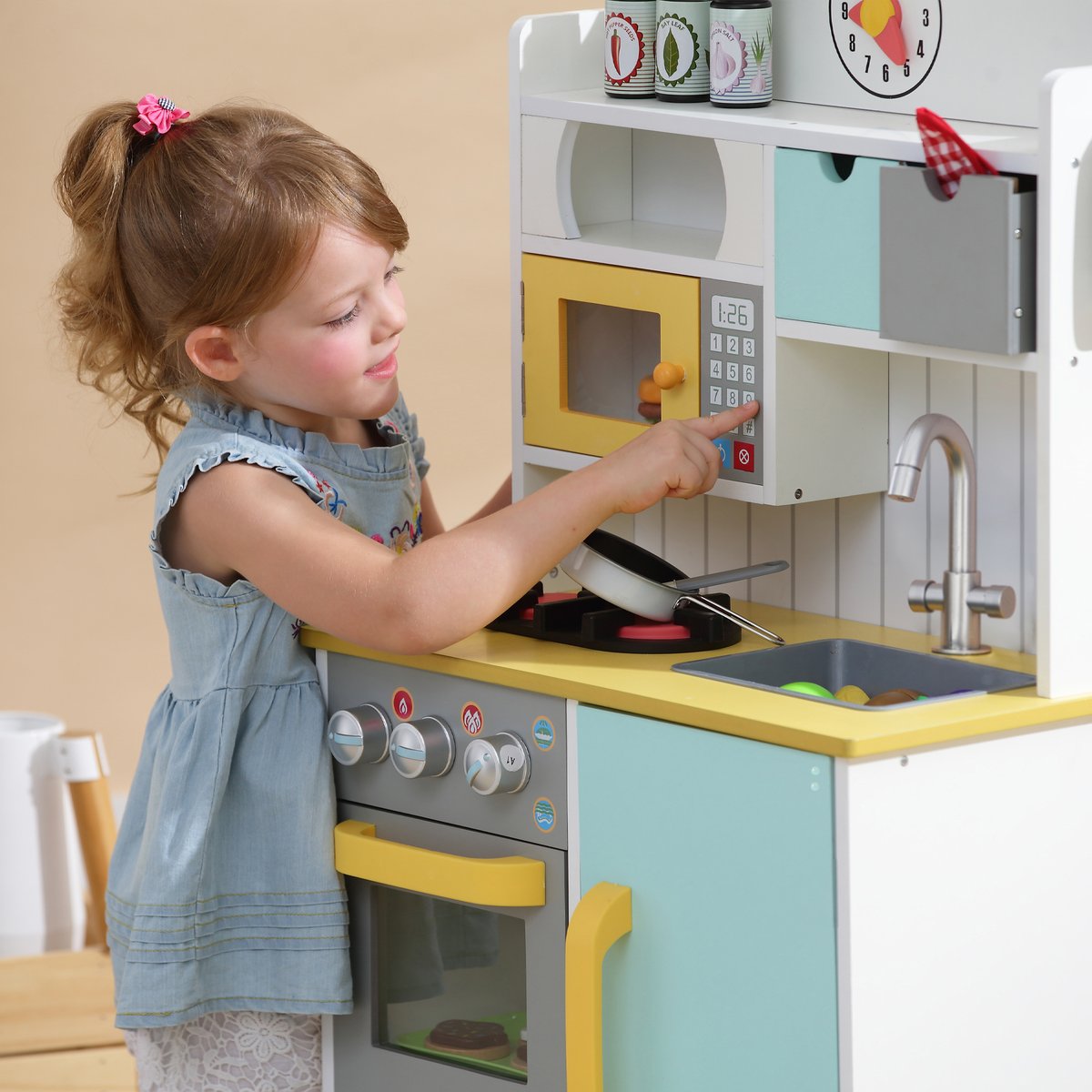 Cuisine Enfant avec four, évier et jeux, Bois, FLORENCE blanc, TEAMSON KIDS