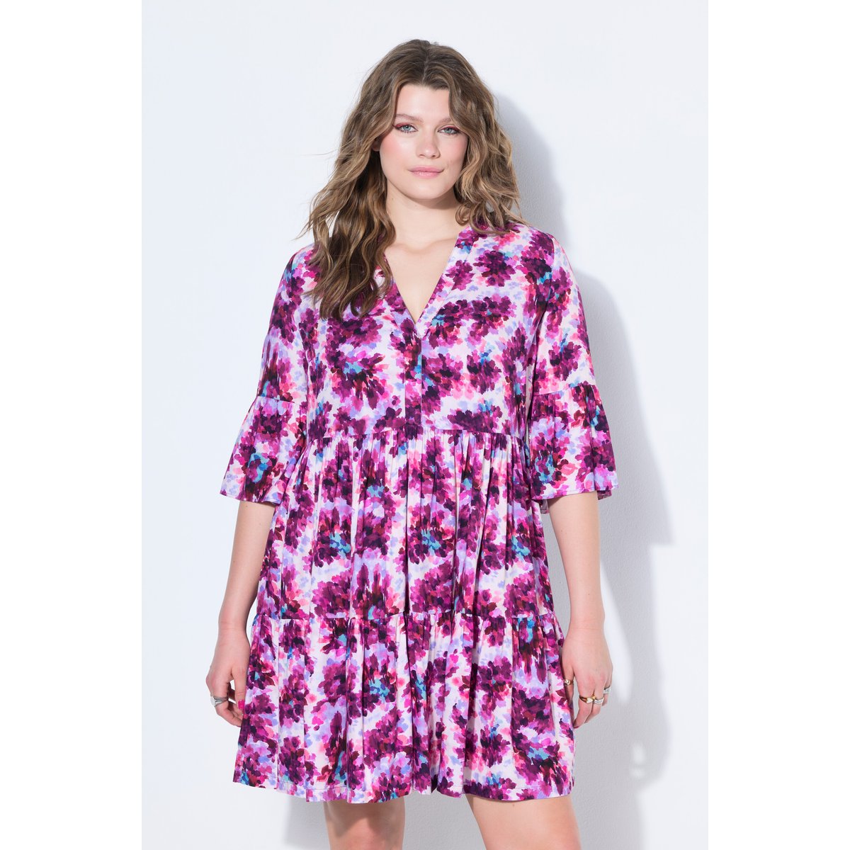 Robe évasée à volants, imprimé floral menthe bleue, STUDIO UNTOLD