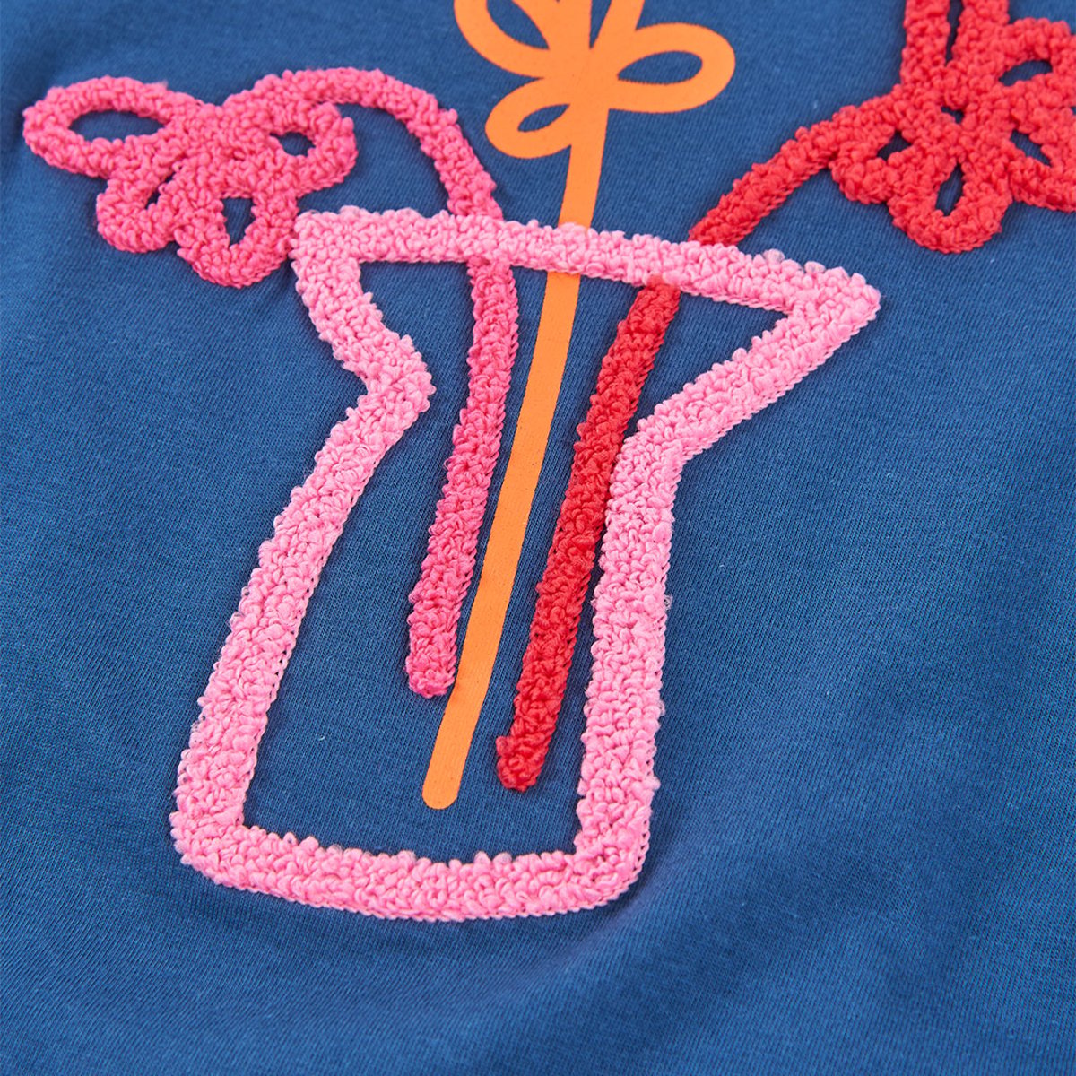 T-shirt fille mancs longues coton bleu, BOBOLI