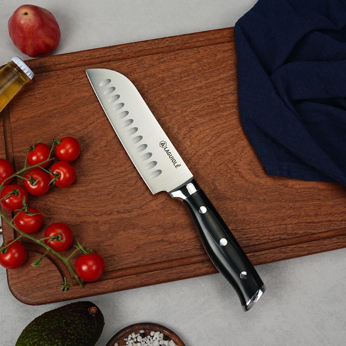 Couteau santoku noir 29cm - "Essentials" couleur unique, LAGUIOLE CUISSON