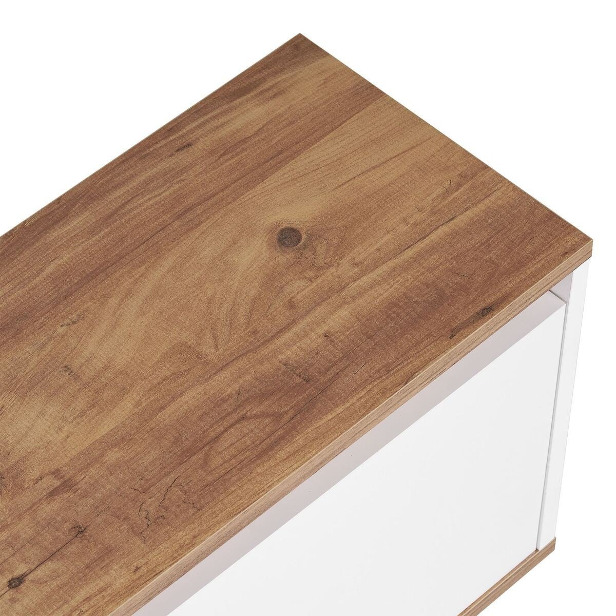 Meuble TV 3 abattants 1 niche - LUME blanc/ pin atlantique, CALICOSY