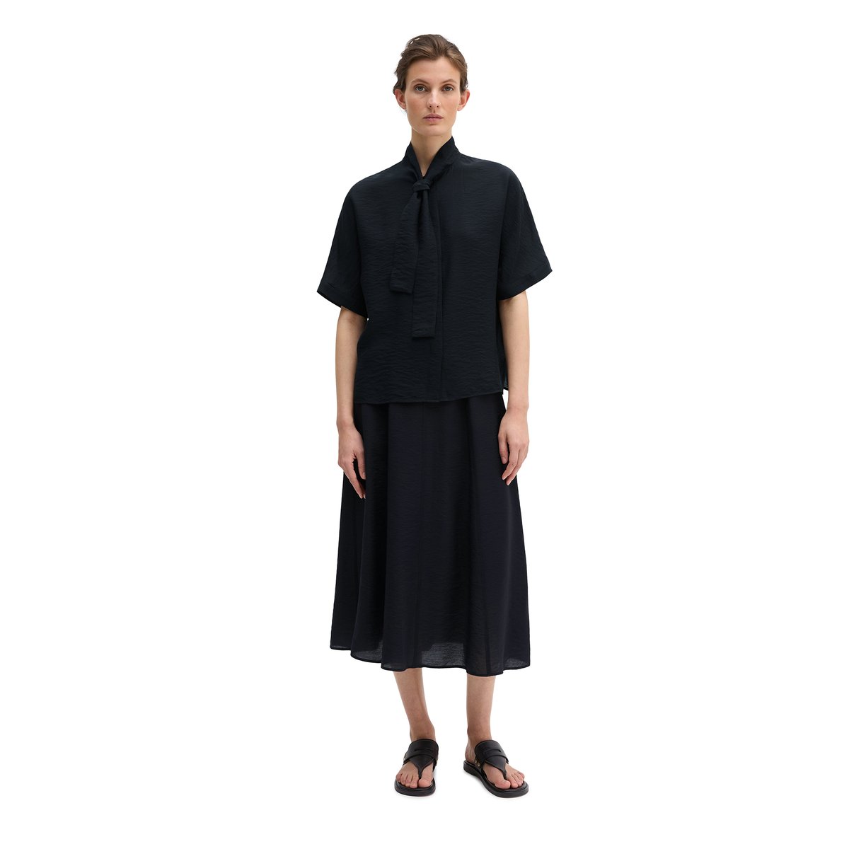 Chemisier à pinces regular en mélange de viscose bleu fooncé, MARC O'POLO
