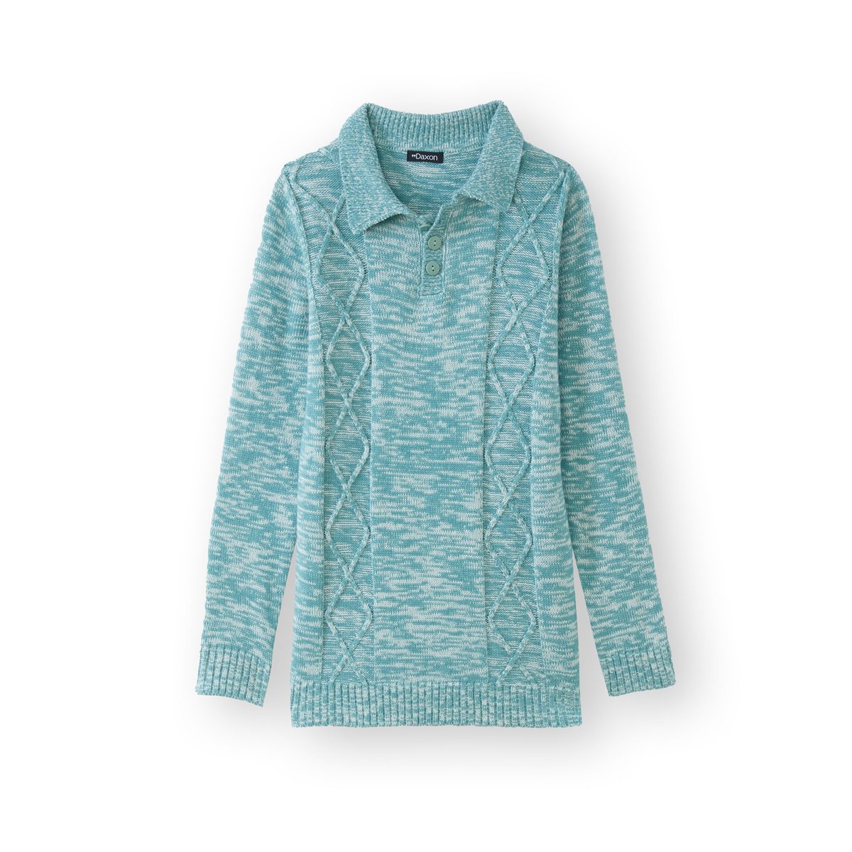 Pull polo avec torsades chiné vert, DAXON