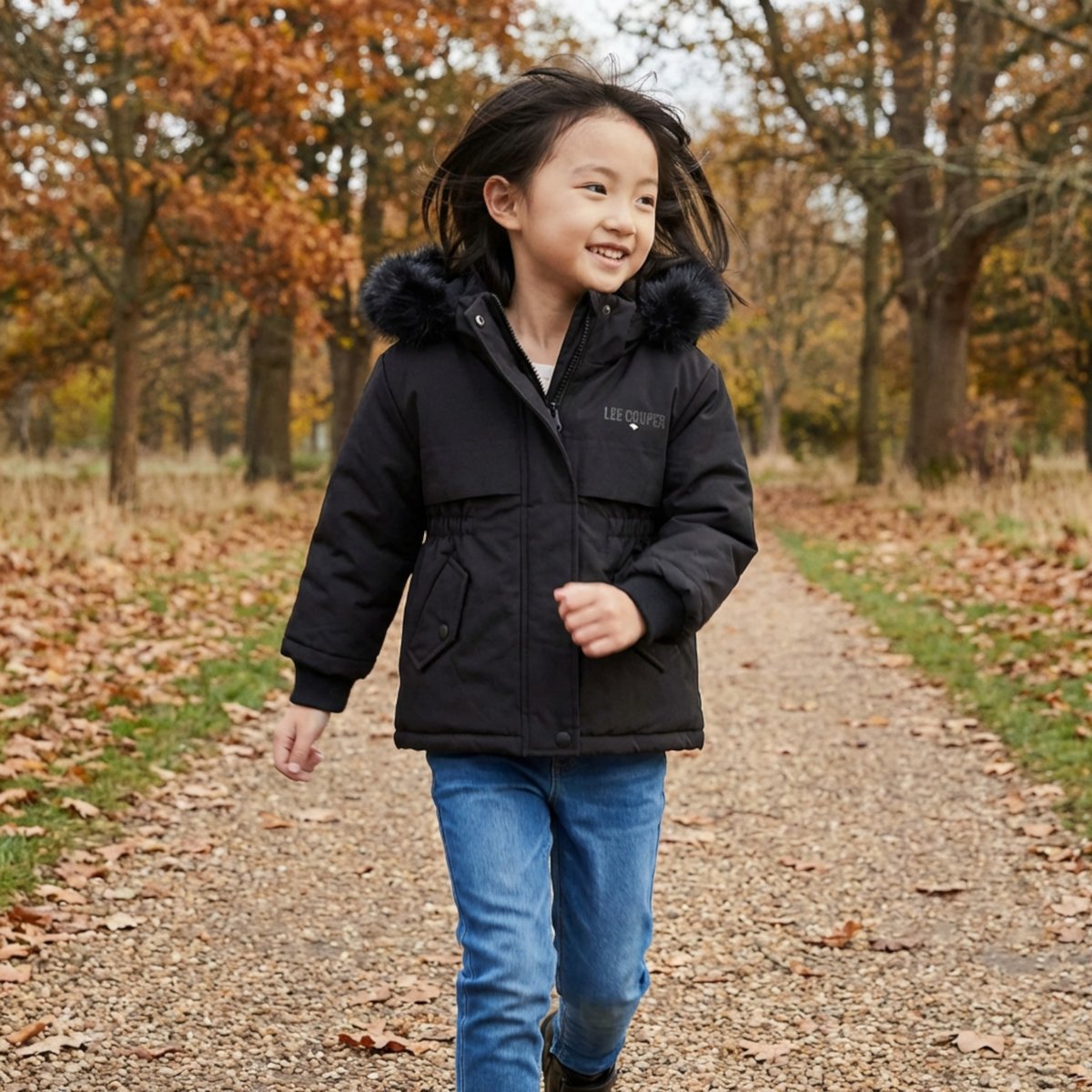 Parka à capuche bordée de fourrure d'imitation, coupe décontractée et fermeture zippée ALASKA gris anthracite, LEE COOPER