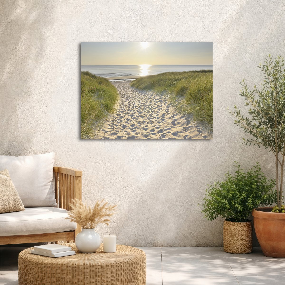 Tableau de jardin Dans les dunes beige, bleu, ART FOR THE HOME