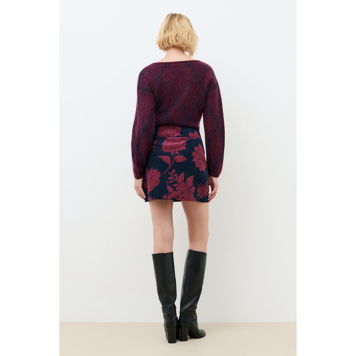 Jupe courte fluide JOSCANE bordeaux, CAROLL