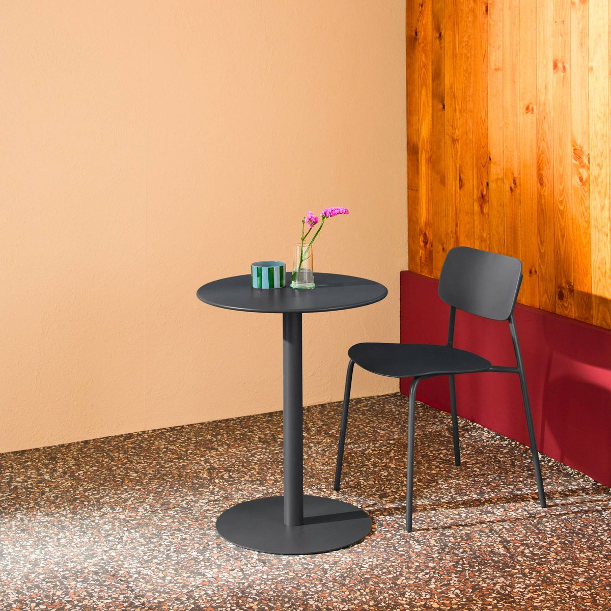 Table de jardin bistrot ronde acier 2 places intérieur/extérieur OREA anthracite, SWEEEK