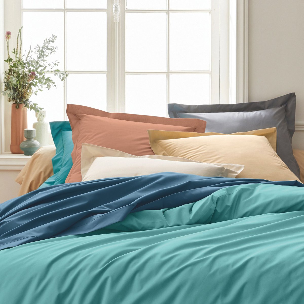 Taie de traversin 100% percale marron, TRADILINGE