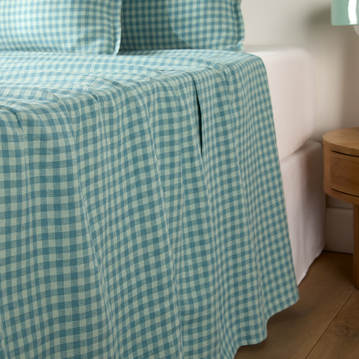 Drap plat en lin lavé, ACÉLIE BLEU bleu/aqua, LA REDOUTE INTERIEURS
