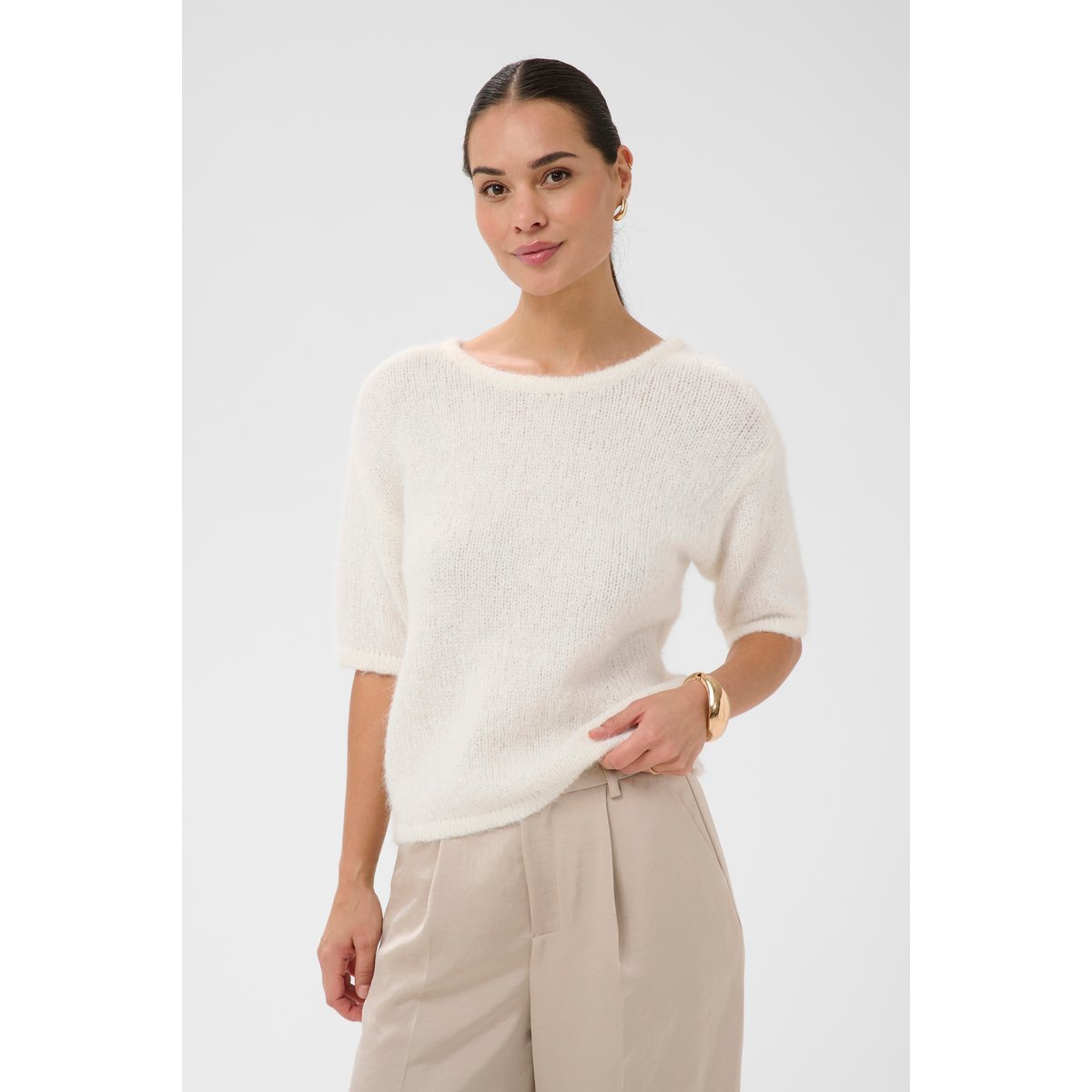 Pullover tricoté blanc, KAFFE