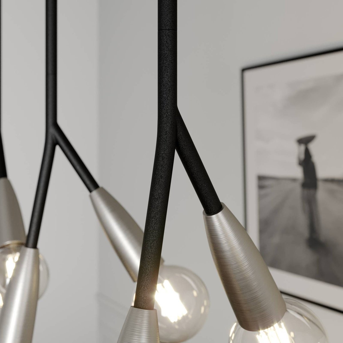 Suspension en métal moderne, Carlea noir, laiton, LUCANDE