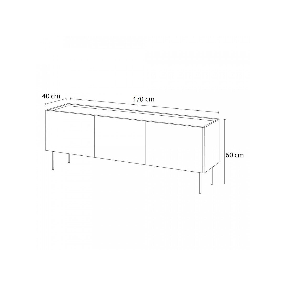 Meuble TV 170 cm panneaux de particules, ATLAS rouge, BOBOCHIC