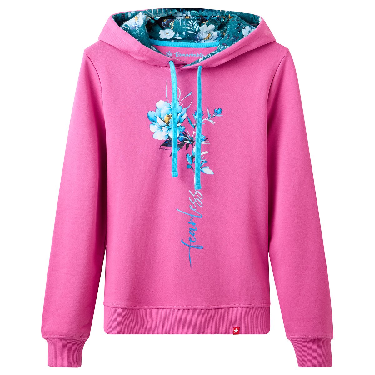 Sweat à Capuche Imprimé Fleur à Tige Fearless rose, JOE BROWNS