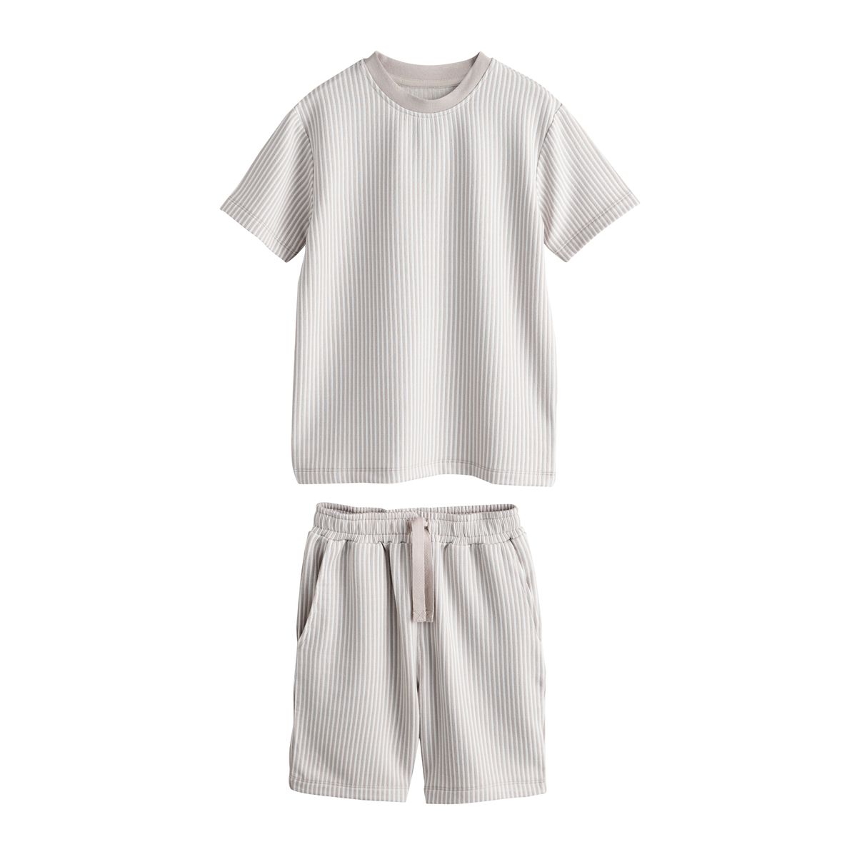 Pyjama short single rayures pierre/blanche, NEXT
