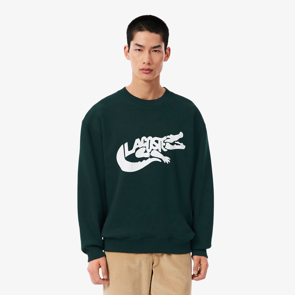 Sweatshirt coton fabriqué en France vert-yzp, LACOSTE