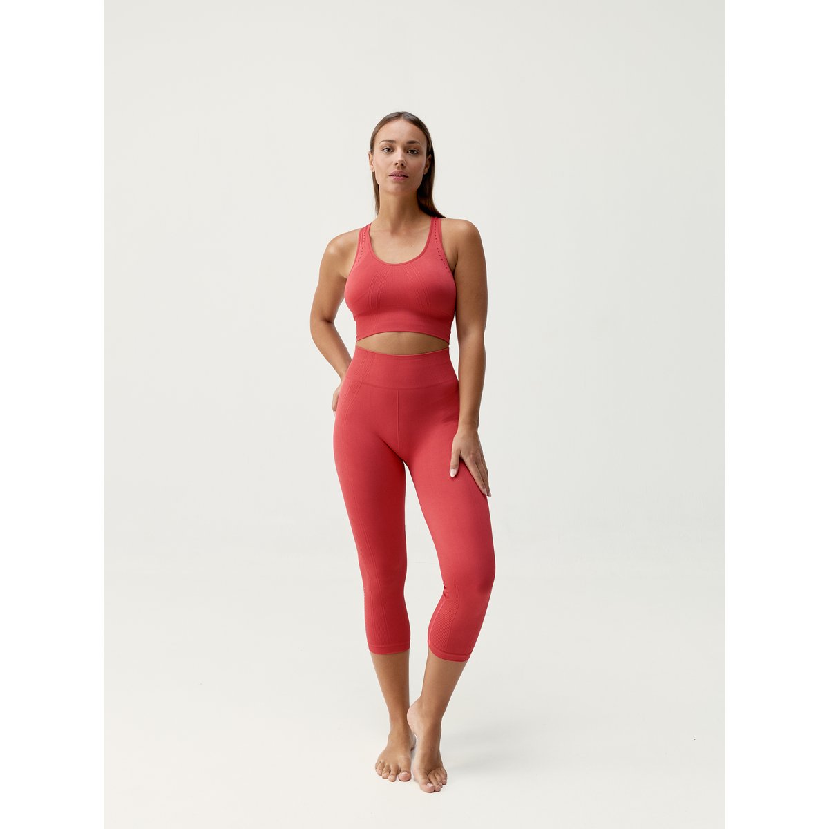 Brassière de sport femme Zina maintien moyen coussinets amovibles terre cuite goji, BORN