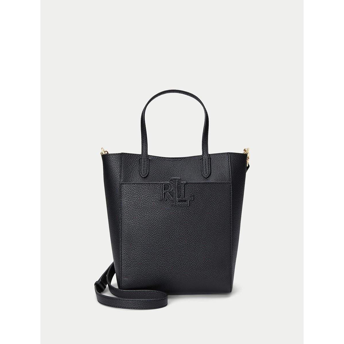Cameryn Small Leather Tote Bag with Shoulder Strap black, LAUREN RALPH LAUREN