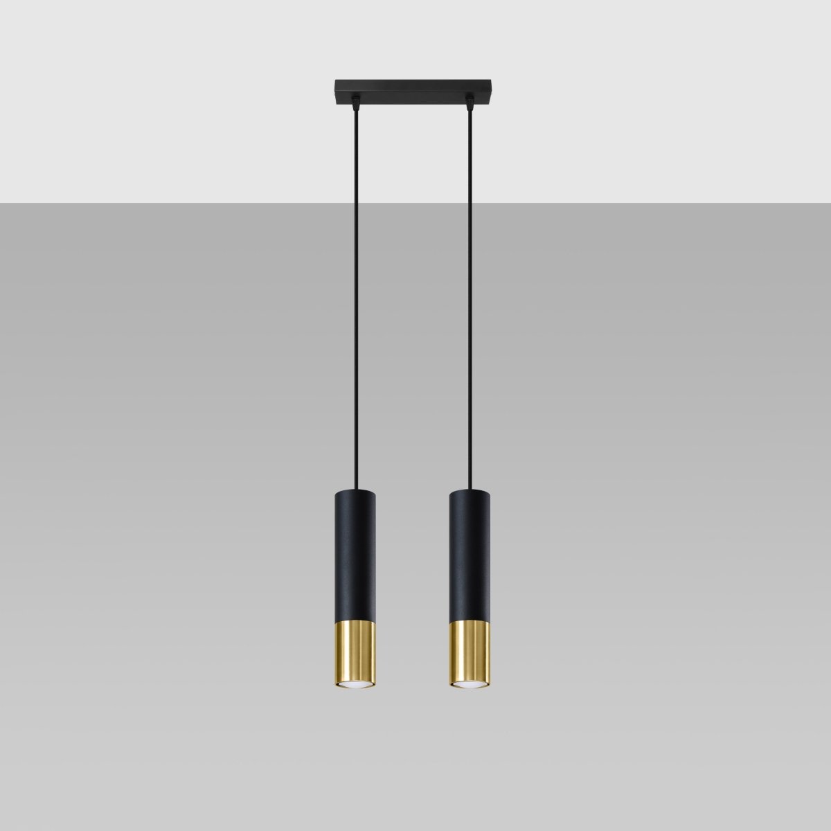 Suspension Acier Or/Noir GU10 2 Loopez jaune, EDEN