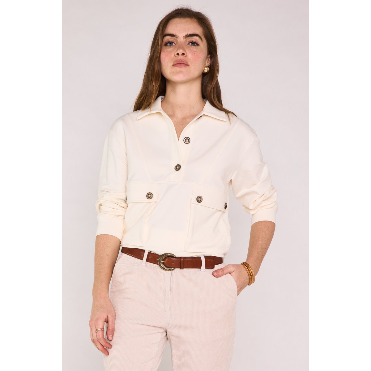 Sweat-shirt en coton LIMON creme, Maison 123