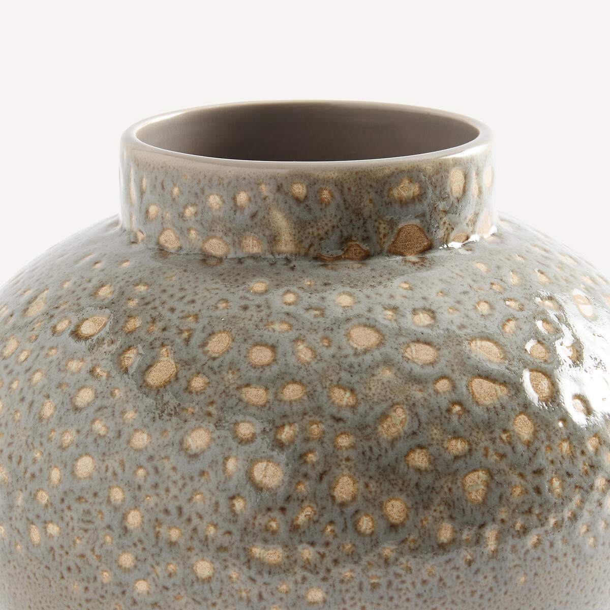 Vaso rotondo in ceramica smaltata maculata, altezza 18,5 cm, LECCIA grigio maculato, AM.PM
