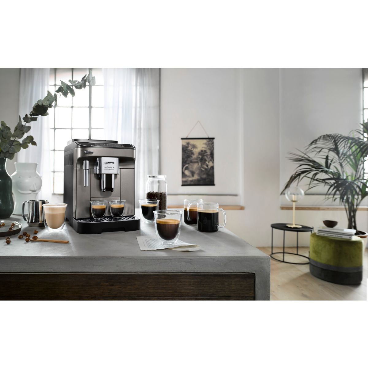 Expresso Broyeur Magnifica Evo FEB2942.TB titanium titanuim / noir, DELONGHI
