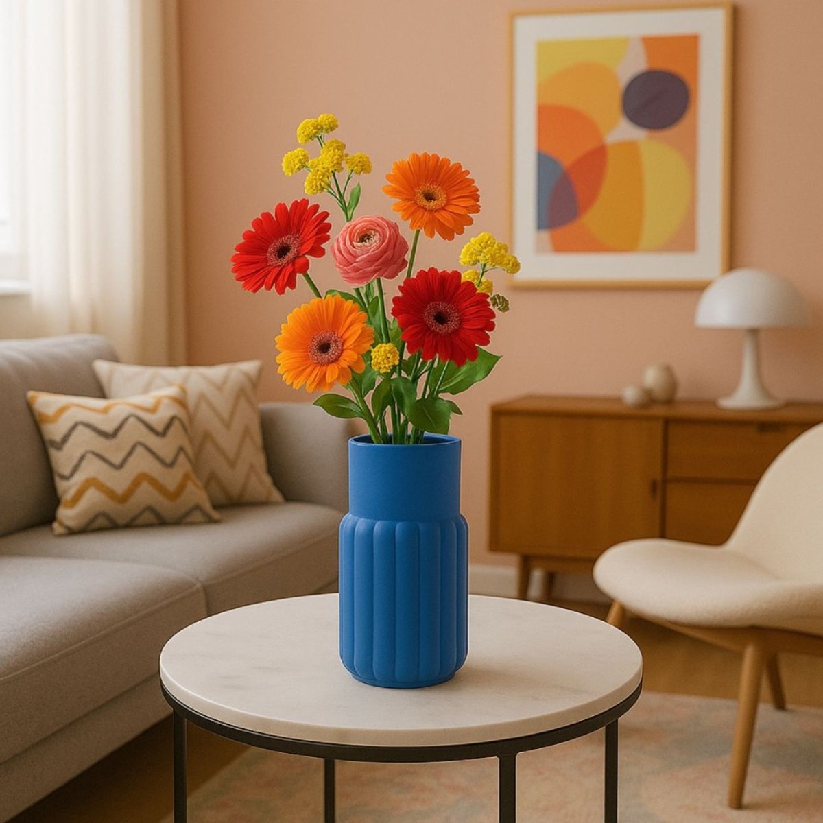 Vase design, H20cm bleu, ORNAMI